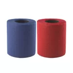 Purple and red toilet paper