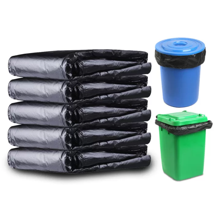 Black heavy duty trash bag